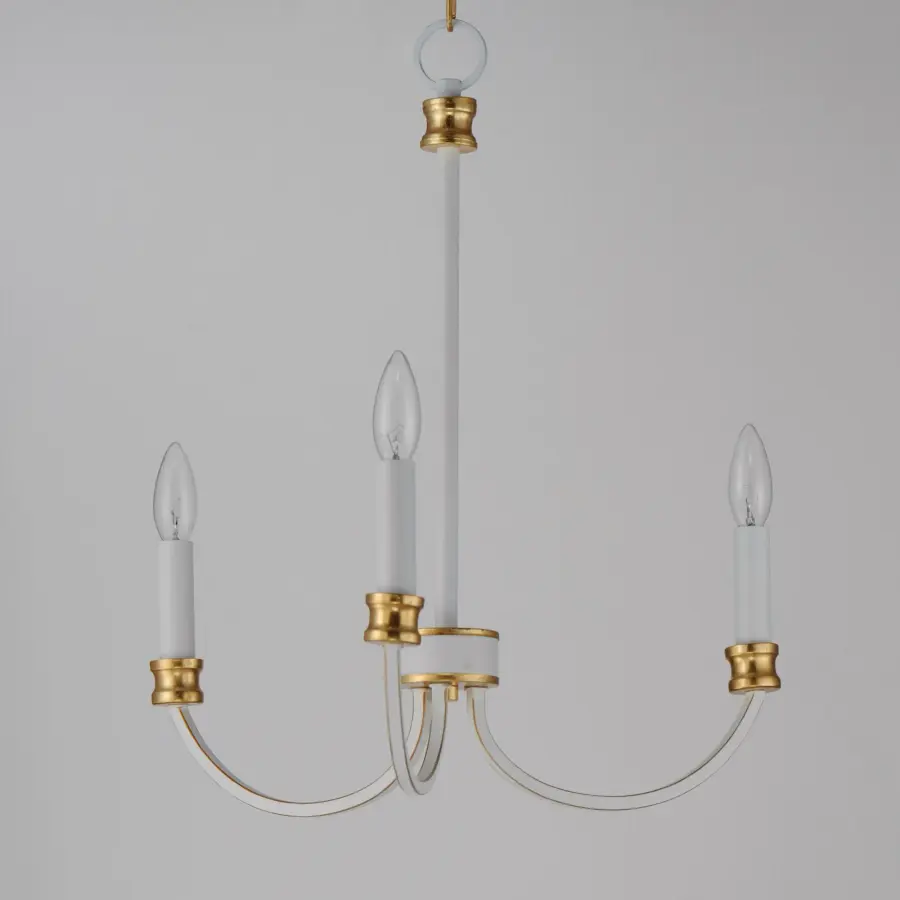 Charlton 3-Light Chandelier in Weathered White with Gold Leaf - Image 3