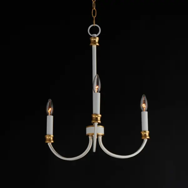 Charlton 3-Light Chandelier in Weathered White with Gold Leaf - Image 4