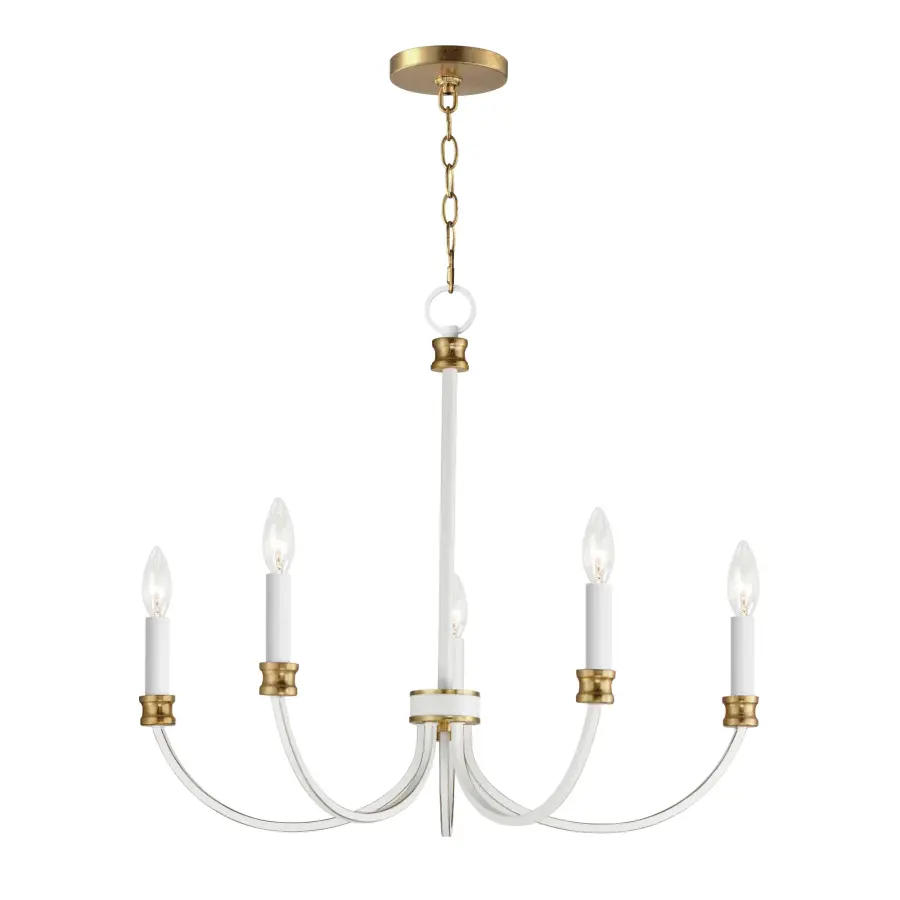 Charlton Five Light Chandelier in Weathered White/Gold Leaf - Image 1
