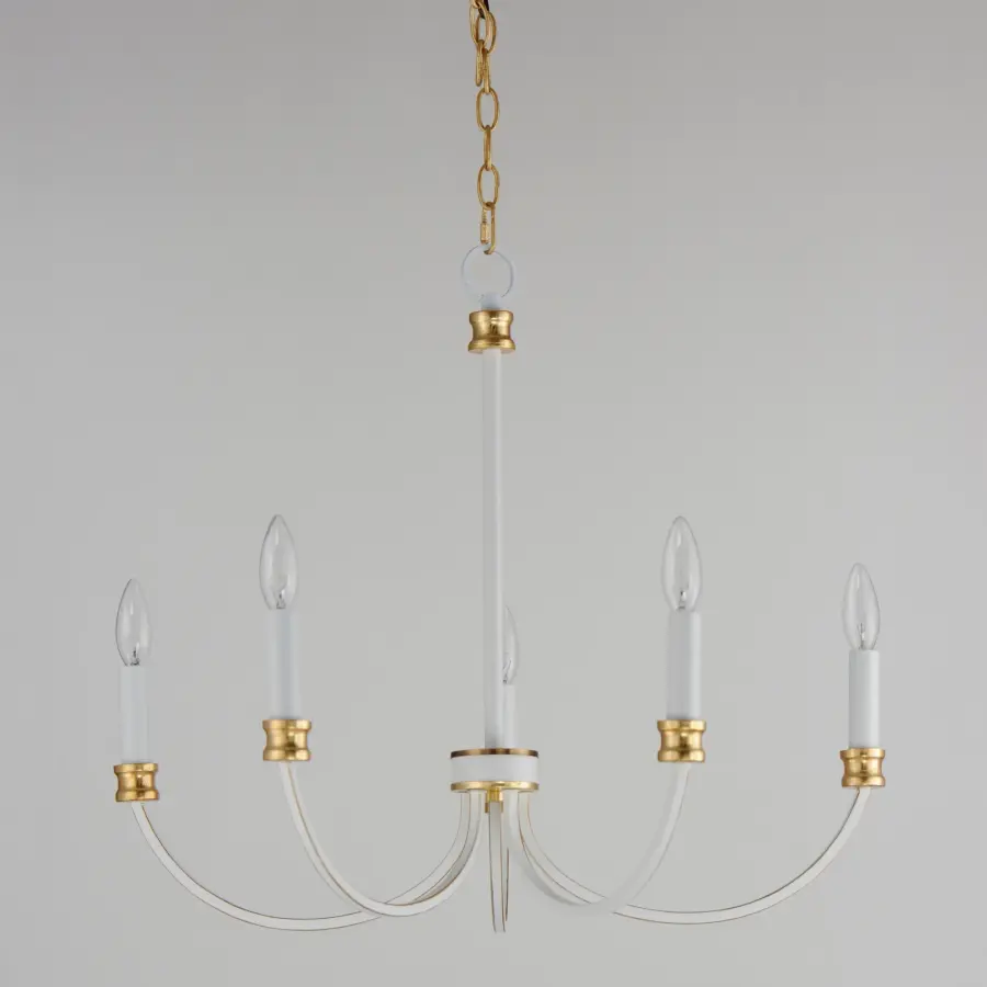 Charlton Five Light Chandelier in Weathered White/Gold Leaf - Image 2