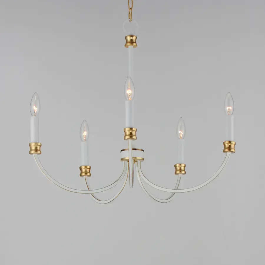 Charlton Five Light Chandelier in Weathered White/Gold Leaf - Image 3