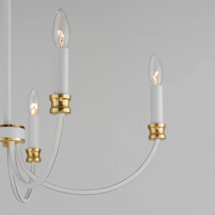 Charlton Five Light Chandelier in Weathered White/Gold Leaf - Image 4