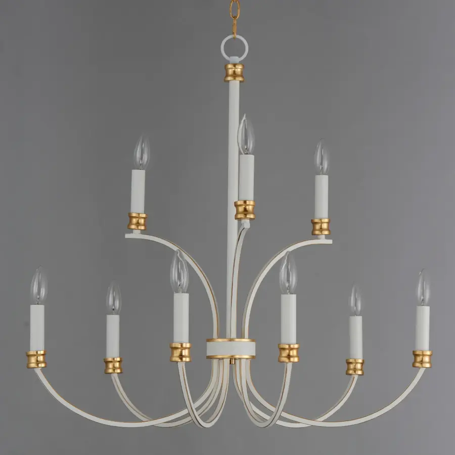 Charlton 9-Light Chandelier in Weathered White with Gold Leaf - Image 2