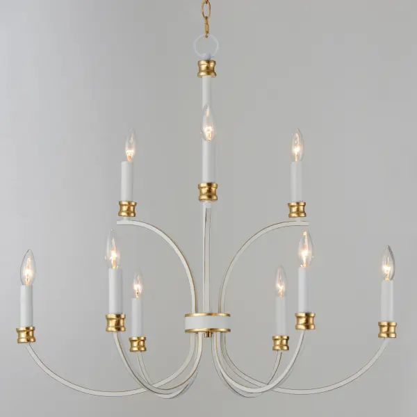 Charlton 9-Light Chandelier in Weathered White with Gold Leaf - Image 3