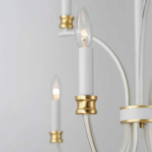 Charlton 9-Light Chandelier in Weathered White with Gold Leaf - Image 4