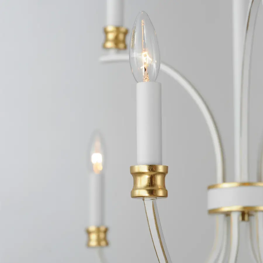 Charlton 9-Light Chandelier in Weathered White with Gold Leaf - Image 4