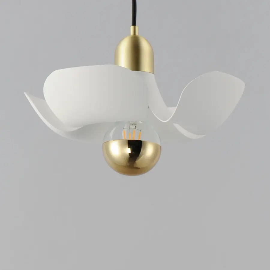 Poppy LED Pendant in White/Satin Brass - Image 3