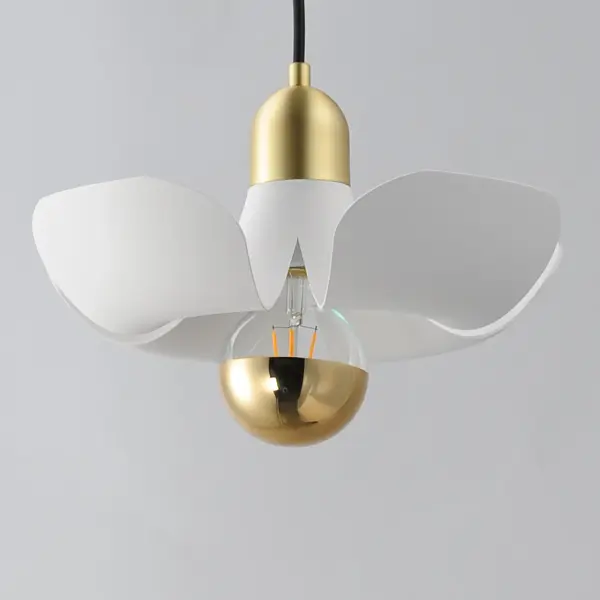 Poppy LED Pendant in White/Satin Brass - Image 4