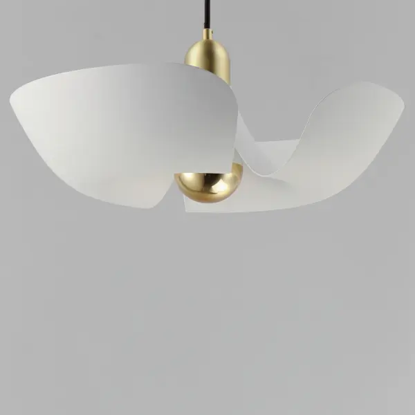 Poppy LED Pendant in White/Satin Brass - Image 2