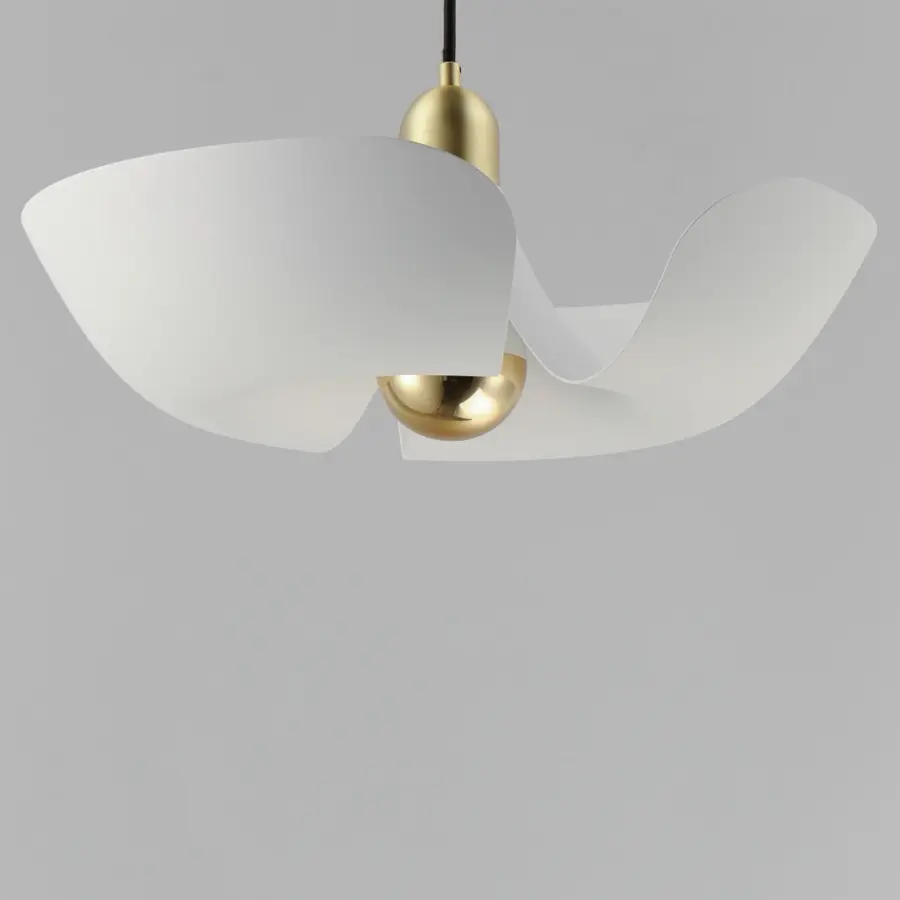 Poppy LED Pendant in White/Satin Brass - Image 2