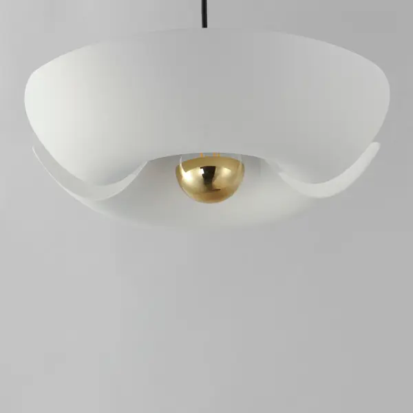 Poppy LED Pendant in White/Satin Brass - Image 3