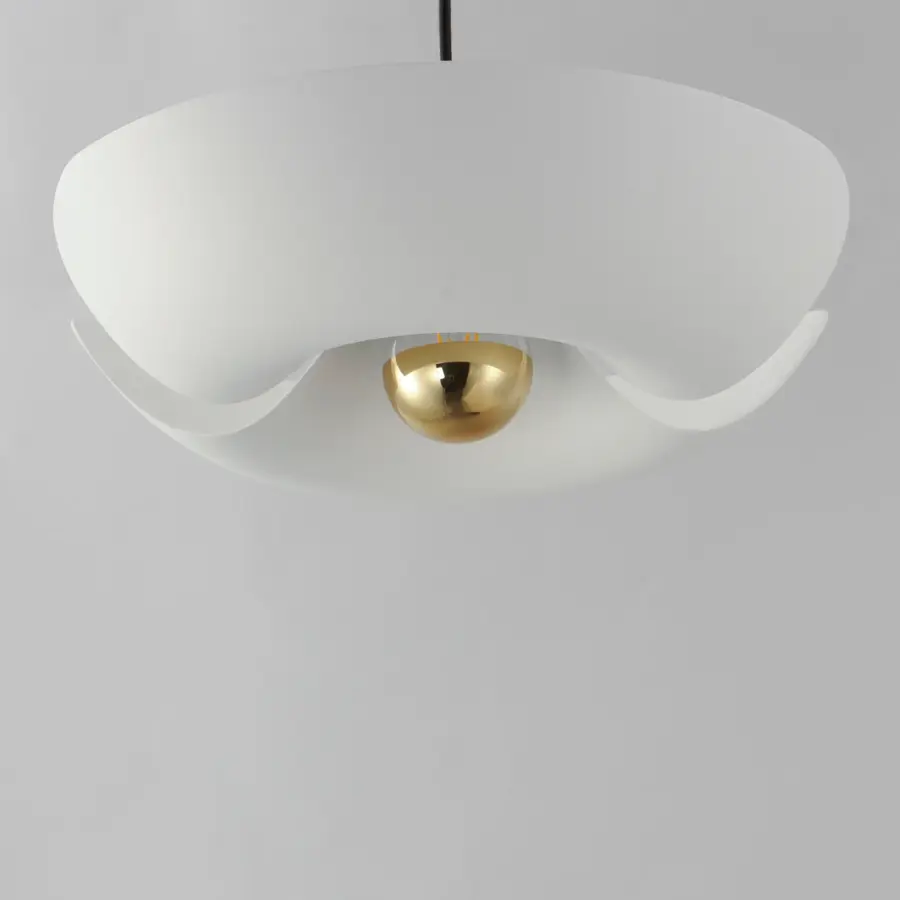 Poppy LED Pendant in White/Satin Brass - Image 3