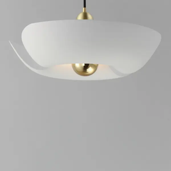 Poppy LED Pendant in White/Satin Brass - Image 4