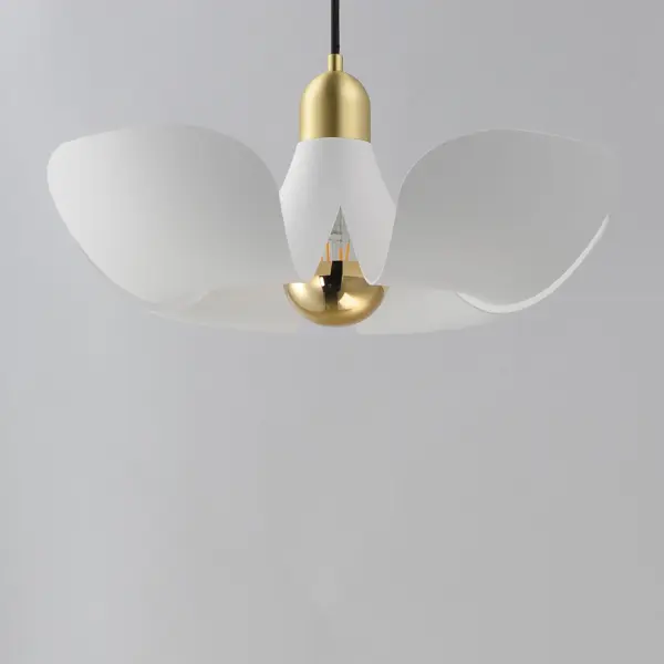 Poppy LED Pendant in White/Satin Brass - Image 2