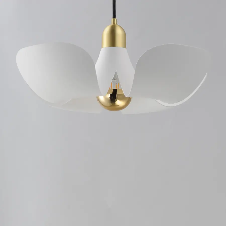 Poppy LED Pendant in White/Satin Brass - Image 2