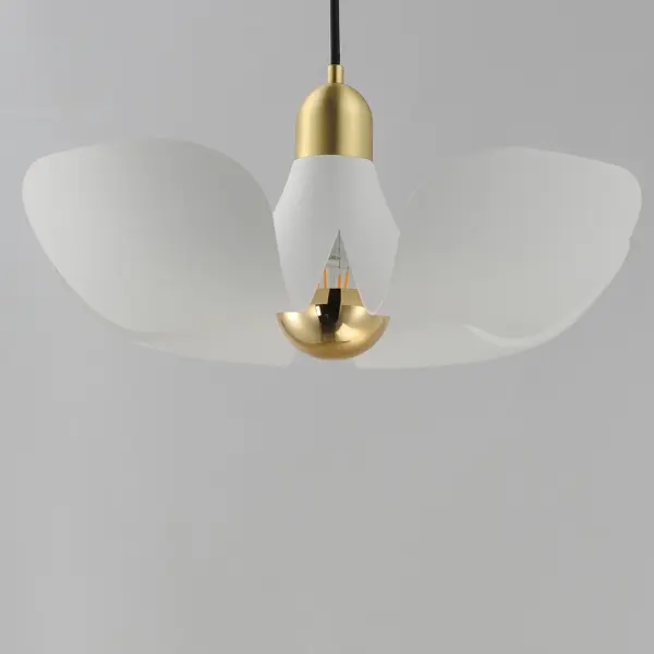 Poppy LED Pendant in White/Satin Brass - Image 3