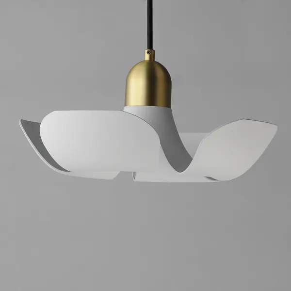 Poppy LED Pendant in White/Satin Brass - Image 4
