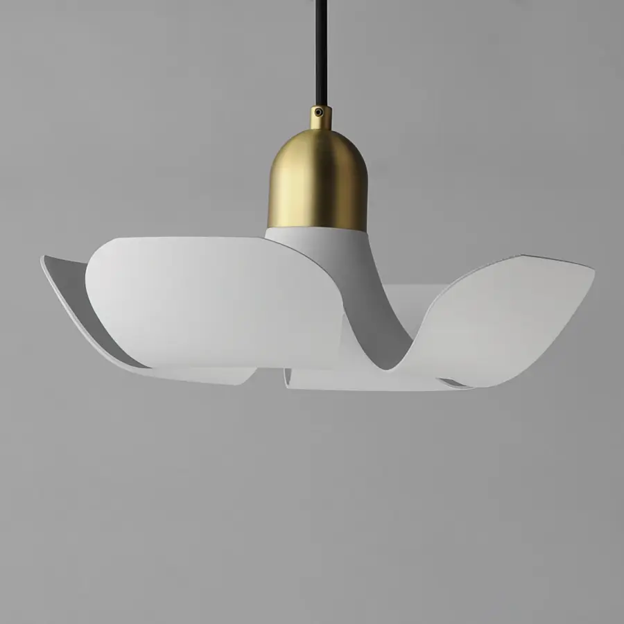 Poppy LED Pendant in White/Satin Brass - Image 4