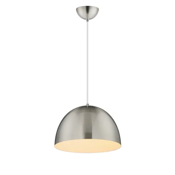 The essence of elevated everyday design, Tova brings timeless form into the modern home. With its clean half-dome silhouette and spun metal construction, this collection lends understated sophistication to kitchens, dining areas, and beyond. The Black finish with a gilded interior adds a warm, dramatic glow, while the Satin Nickel with white interior offers a crisp, versatile alternative. Whether installed solo or in multiples, Tova strikes the perfect balance of refinement and simplicity. Collection: Tova Finish: Satin Nickel Width: 13.50" Height: 9.00" Weight: 4.95 lb Wire: 120" Canopy: 5"x2.25" Number of Bulbs: 1 Maximum Wattage: 60.00 W Bulb Type: E26 Bulb Base: E26 Medium Light Source: Incandescent Voltage: 120.00 V Material: Steel Safety Listing: cULus Safety Rating: Dry Manufacturer Warranty: 5 Spec Sheet Instructions