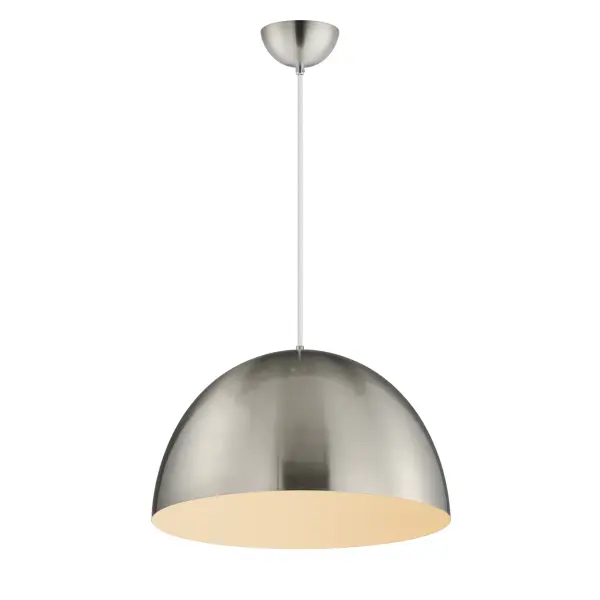 The essence of elevated everyday design, Tova brings timeless form into the modern home. With its clean half-dome silhouette and spun metal construction, this collection lends understated sophistication to kitchens, dining areas, and beyond. The Black finish with a gilded interior adds a warm, dramatic glow, while the Satin Nickel with white interior offers a crisp, versatile alternative. Whether installed solo or in multiples, Tova strikes the perfect balance of refinement and simplicity. Collection: Tova Finish: Satin Nickel Width: 20.00" Height: 12.00" Weight: 3.63 lb Wire: 120" Canopy: 5"x2.25" Number of Bulbs: 1 Maximum Wattage: 60.00 W Bulb Type: E26 Bulb Base: E26 Medium Light Source: Incandescent Voltage: 120.00 V Material: Steel Safety Listing: cULus Safety Rating: Dry Manufacturer Warranty: 5 Spec Sheet Instructions