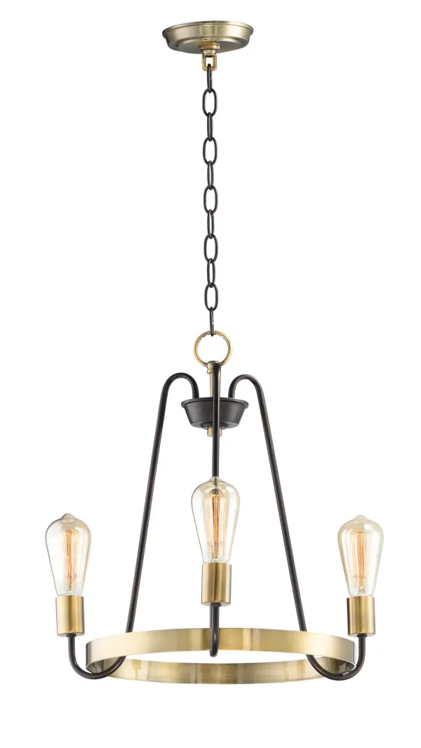 Haven Three Light Chandelier in Oil Rubbed Bronze / Antique Brass - Image 1