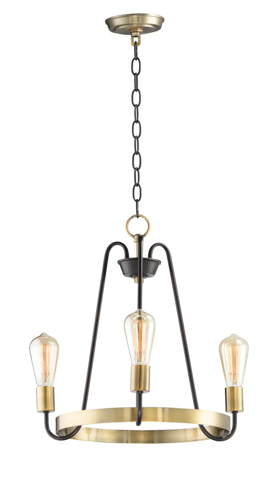 Haven Three Light Chandelier in Oil Rubbed Bronze / Antique Brass - Image 1