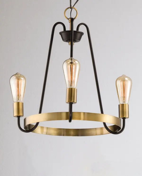 Haven Three Light Chandelier in Oil Rubbed Bronze / Antique Brass - Image 2