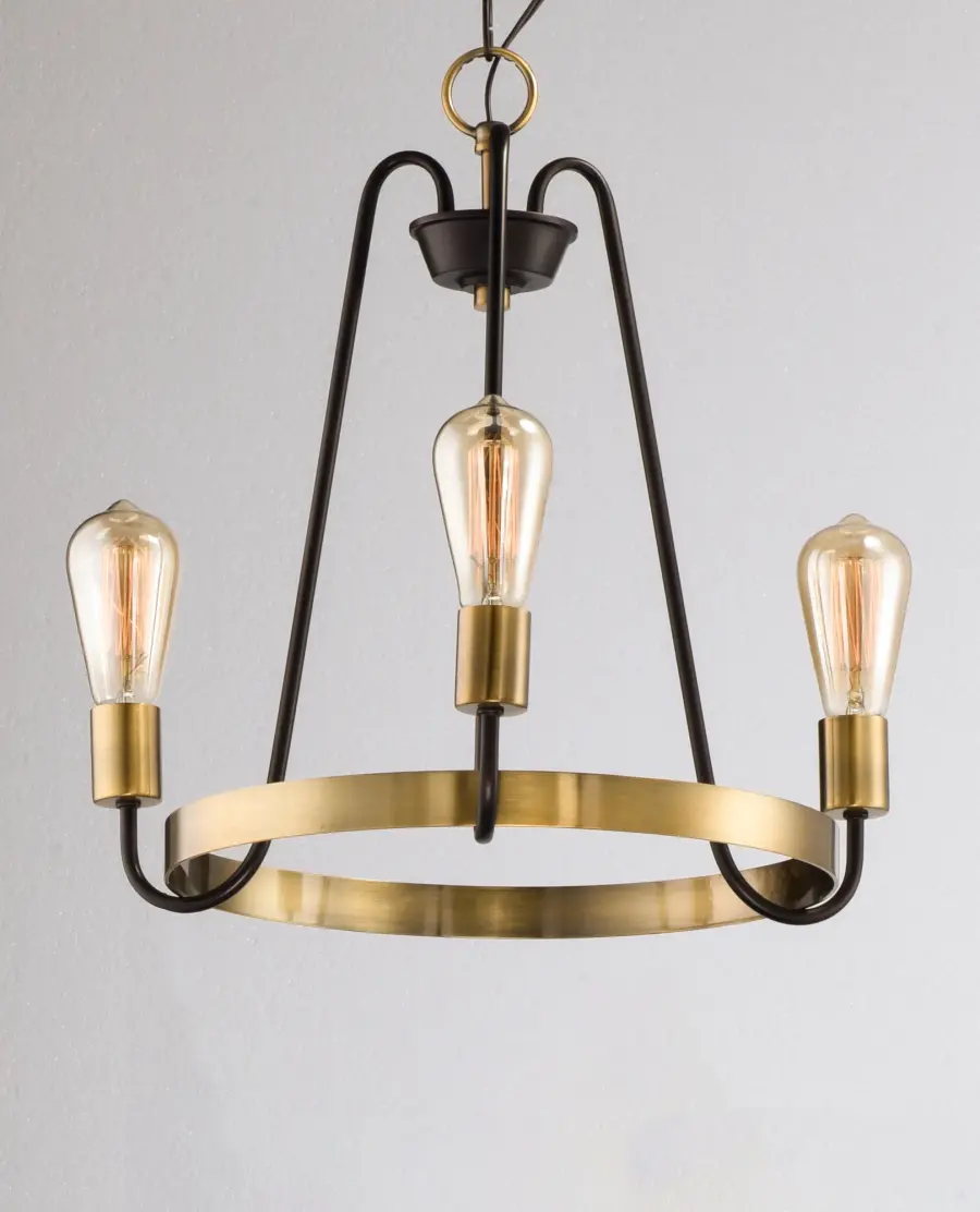Haven Three Light Chandelier in Oil Rubbed Bronze / Antique Brass - Image 2