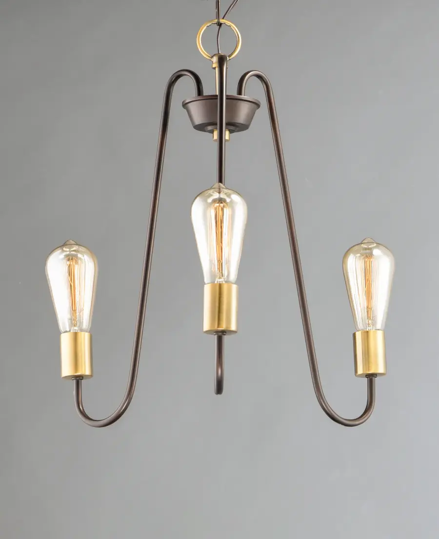 Haven Three Light Chandelier in Oil Rubbed Bronze / Antique Brass - Image 3
