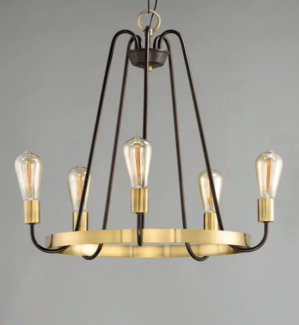 Haven 5-Light Chandelier in Oil Rubbed Bronze with Antique Brass - Image 2