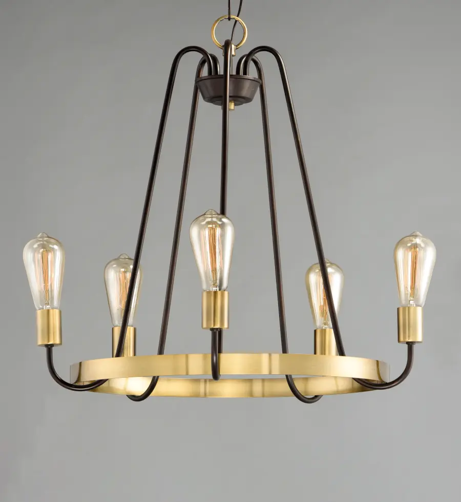 Haven 5-Light Chandelier in Oil Rubbed Bronze with Antique Brass - Image 2
