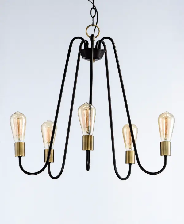 Haven 5-Light Chandelier in Oil Rubbed Bronze with Antique Brass - Image 3