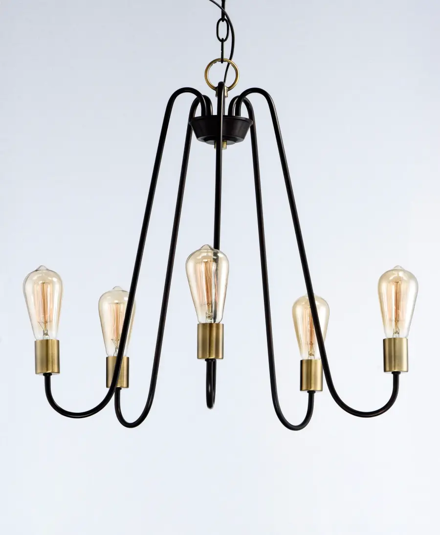 Haven 5-Light Chandelier in Oil Rubbed Bronze with Antique Brass - Image 3