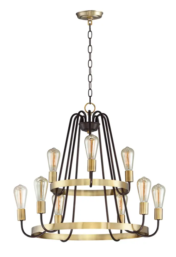 Haven 9-Light Chandelier in Oil Rubbed Bronze with Antique Brass - Image 1