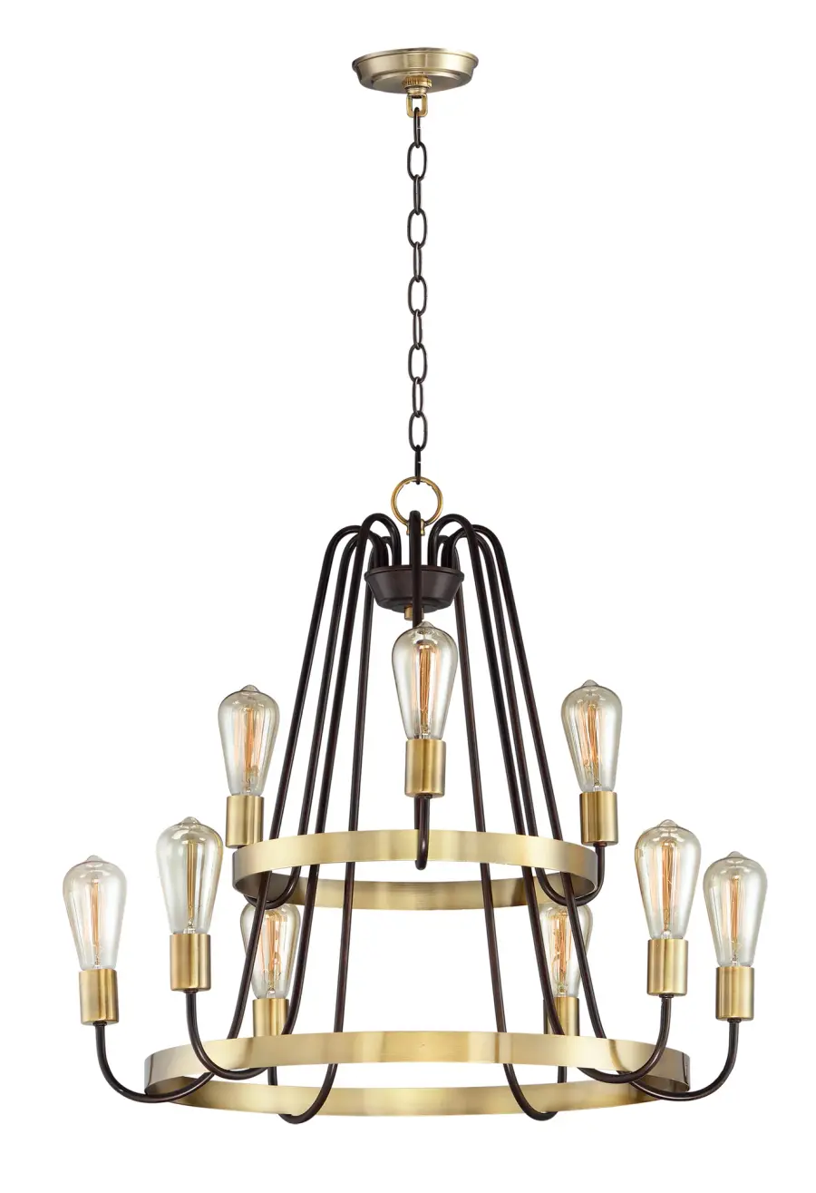 Haven 9-Light Chandelier in Oil Rubbed Bronze with Antique Brass - Image 1