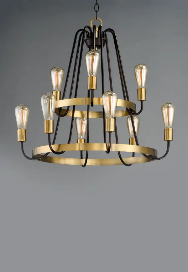 Haven 9-Light Chandelier in Oil Rubbed Bronze with Antique Brass - Image 2