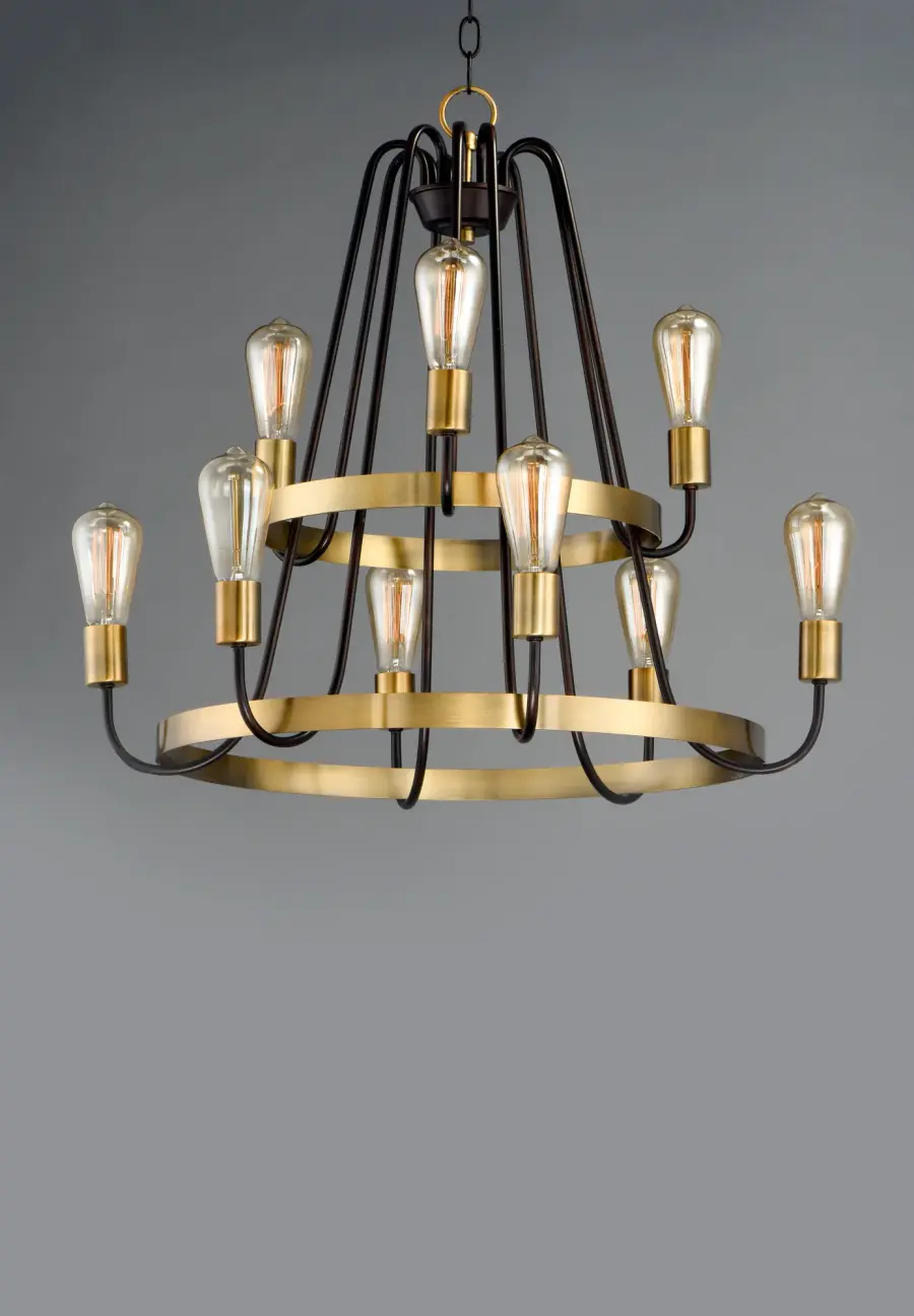 Haven 9-Light Chandelier in Oil Rubbed Bronze with Antique Brass - Image 2