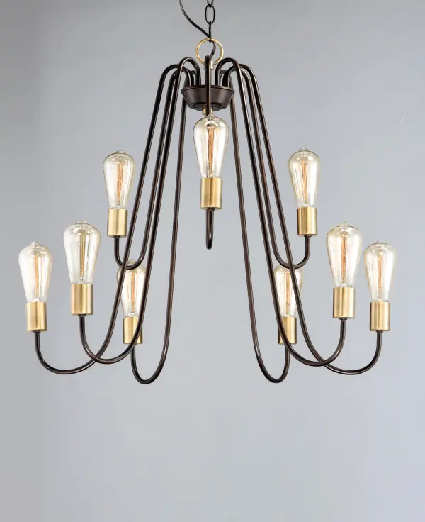 Haven 9-Light Chandelier in Oil Rubbed Bronze with Antique Brass - Image 3