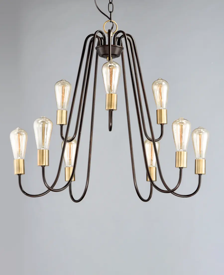 Haven 9-Light Chandelier in Oil Rubbed Bronze with Antique Brass - Image 3