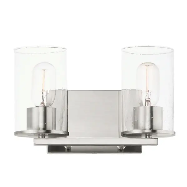 Sleek Two Light Bath Vanity in Satin Nickel - Image 1
