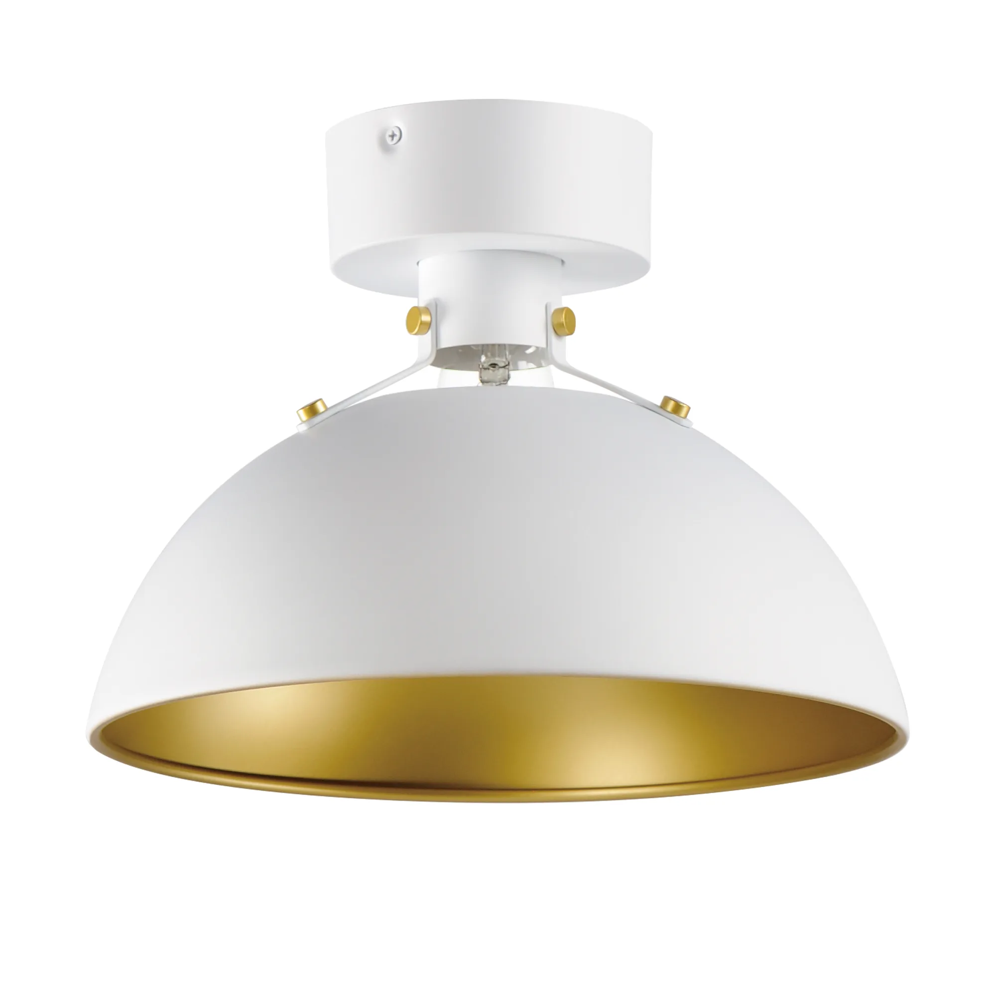 Dawn One Light Flush Mount in White/Satin Brass