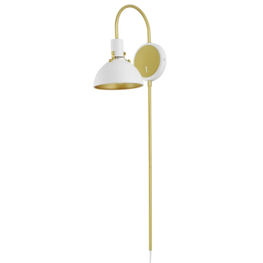 Dawn One Light Wall Sconce in White/Satin Brass - Image 1