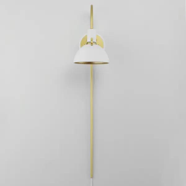 Dawn One Light Wall Sconce in White/Satin Brass - Image 2