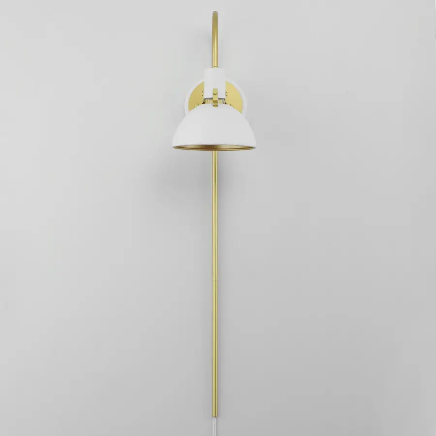 Dawn One Light Wall Sconce in White/Satin Brass - Image 2
