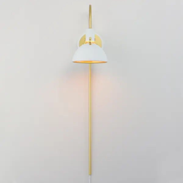 Dawn One Light Wall Sconce in White/Satin Brass - Image 3