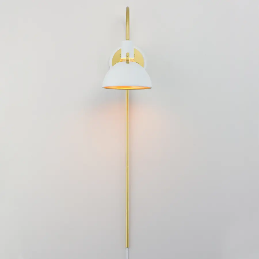 Dawn One Light Wall Sconce in White/Satin Brass - Image 3