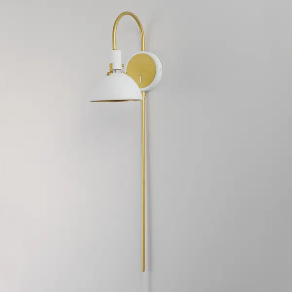 Dawn One Light Wall Sconce in White/Satin Brass - Image 4