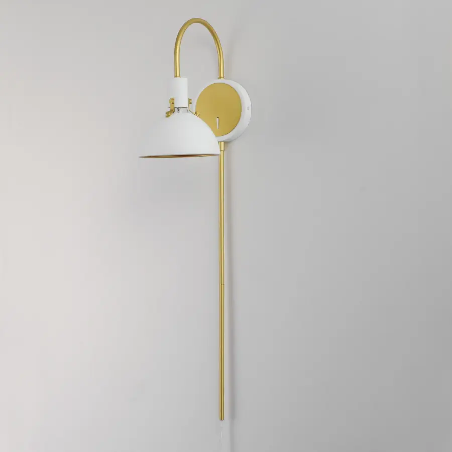 Dawn One Light Wall Sconce in White/Satin Brass - Image 4