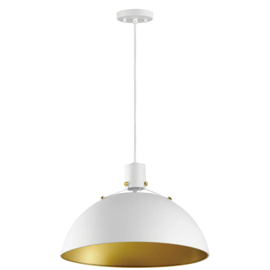 Dawn One Light Pendant in White/Satin Brass - Image 1
