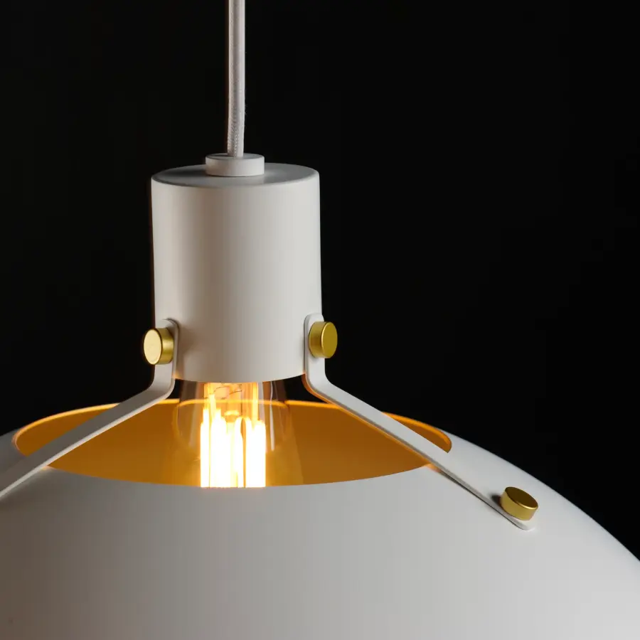 Dawn One Light Pendant in White/Satin Brass - Image 3
